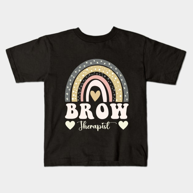 Vintage Brow Therapist Tech Retro Brow Artist Esthetician Kids T-Shirt by Printopedy